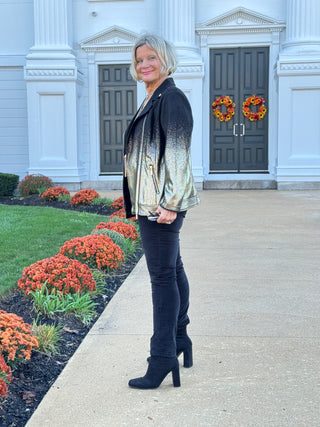 Women's Metallic Ombre Faux Suede Moto Jacket
