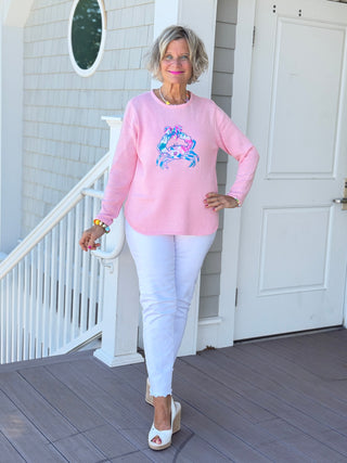 BEACH CLUB PINK CRAB SWEATER LULU-B