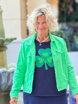 NAVY SHAMROCK SWEATER LULU-B