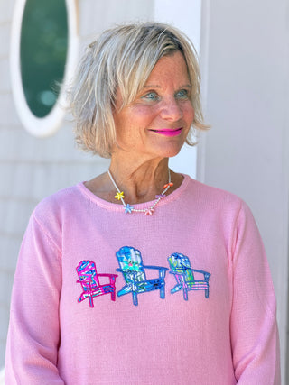 BEACH CLUB PINK ADIRONDACK SWEATER LULU-B
