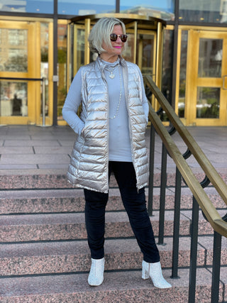 SILVER METALLIC PUFFER VEST