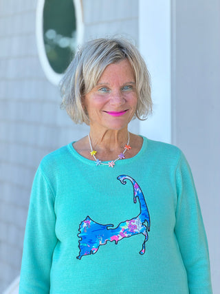 BEACH CLUB SEAFOAM CAPE COD MAP SWEATER Cathys Place