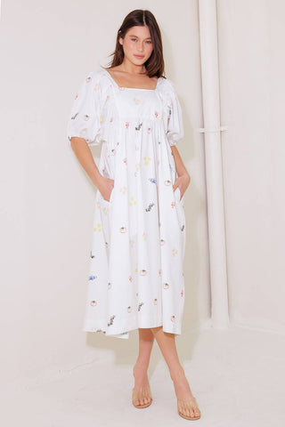 THE WORLD IS YOURS WOVEN MIDI DRESS