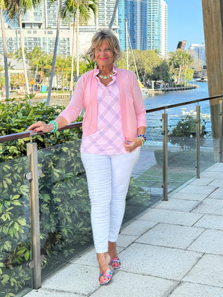 LULU B PINK CHIC SLEEVELESS RUFFLE TOP