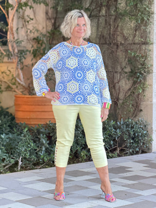 Azure Hexagon Crochet Sweater CHARLIE B