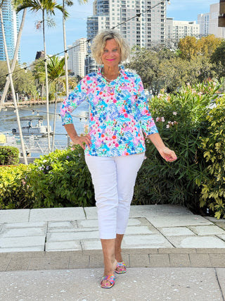 LULU B PARADISE GARDEN RUFFLE SLEEVE TOP LULU-B