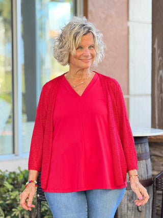 LULU B RED MESH RUFFLE WRAP LULU-B