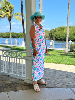 PINK PETALS RUFFLE MAXI