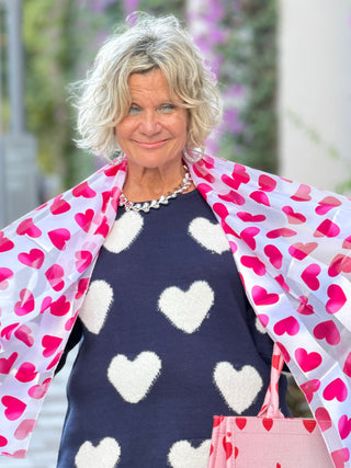 LULU-B NAVY FUZZY HEART SWEATER