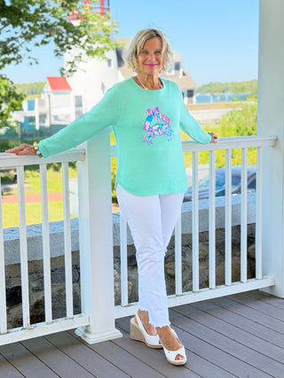 BEACH CLUB SEAFOAM CRAB SWEATER LULU b