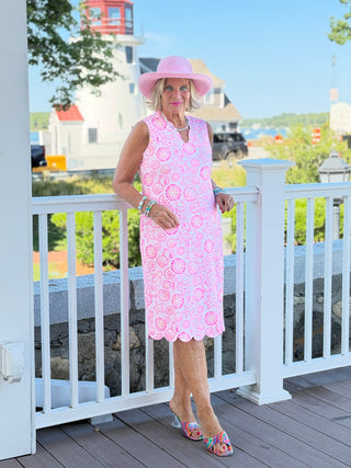 LULU B STARFISH HARBOR SCALLOP MIDI DRESS LULU b