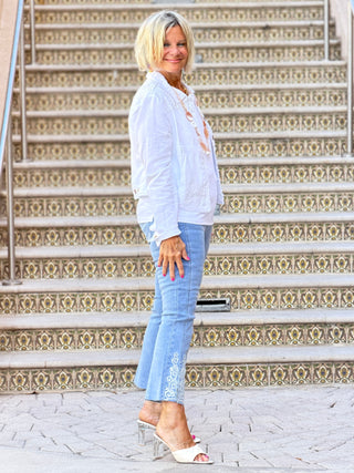 Embroidered Linen Blend Jacket CHARLIE B