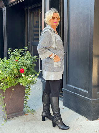Hoodie Tunic with Contrast Bind