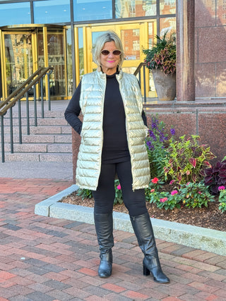 GOLD METALLIC HOLIDAY PUFFER VEST
