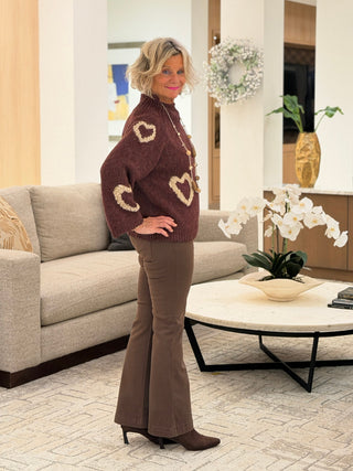 Heart Mock Neck Knit SweateR CHARLIE B