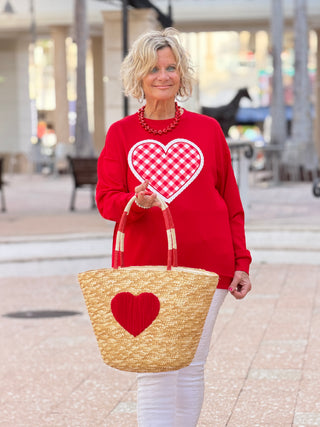 Gingham Heart Luxe Pullover
