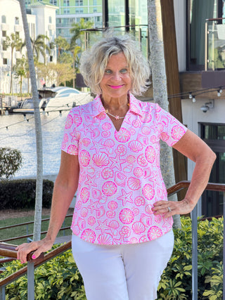 LULU B STARFISH HARBOR COLLAR SHORT SLEEVE LULU b