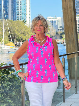 LULU B SEAHORSE BAY SLEEVELESS RUFFLE TOP