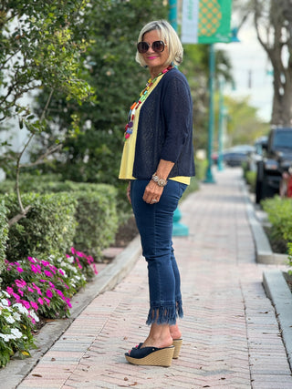 LULU-B NAVY FRINGE CAPRI - Cathys Place