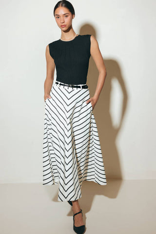 WEEKEND VIBE STRIPED  MIDI SKIRT