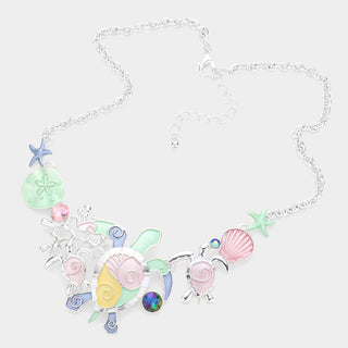 Sea Turtle Starfish Sand Dollar Necklace