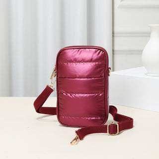 BURGUNDY PUFFER CROSSBODY BAG