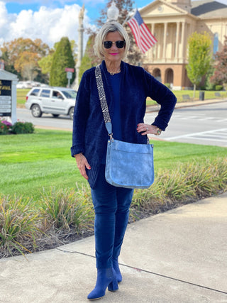 Navy Blue Sweater - Chenille Sweater - Bell Sleeve Sweater - Lulus