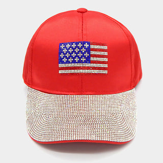 Bling American Flag Accented Baseball Cap