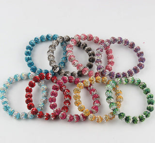 Mixed Color Soft Clay Full Rhinestone Ball Braided Shambhala Bracelet Cathys Place