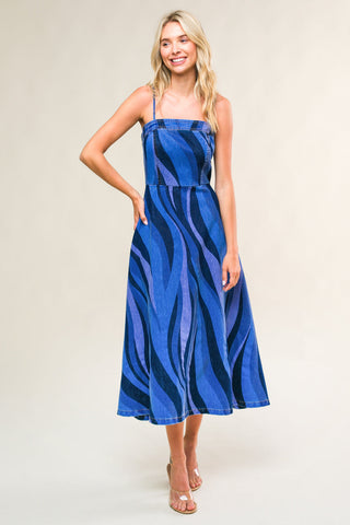 PATRIOTIC PRINCESS DENIM MIDI DRESS