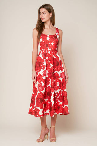 WAVES OF LIFE WOVEN MIDI DRESS