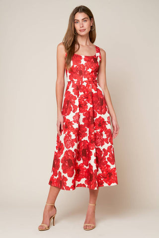 WAVES OF LIFE WOVEN MIDI DRESS
