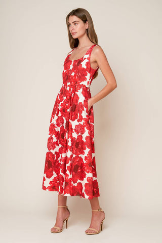 WAVES OF LIFE WOVEN MIDI DRESS