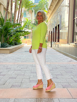 LIME V NECK TOP