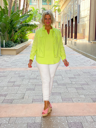 SOLID LIME SLEEVELESS V NECK