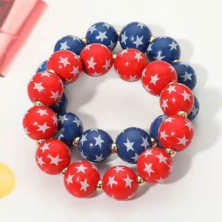 2PCS - Star Printed Beaded Stretch Bracelet Cathys Place