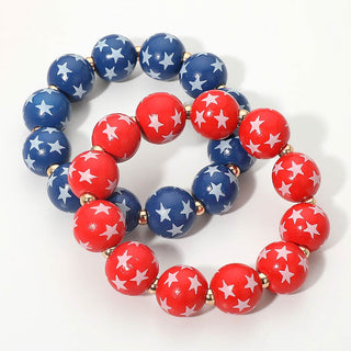 2PCS - Star Printed Beaded Stretch Bracelet Cathys Place