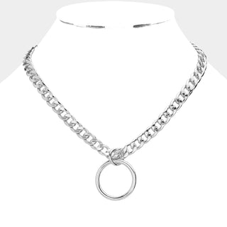 Open Metal Circle Pendant Necklace