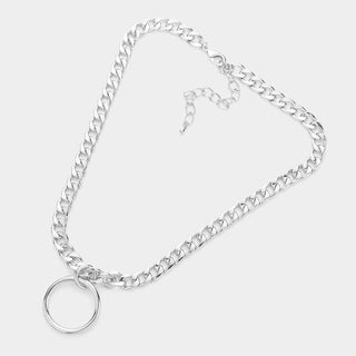 Open Metal Circle Pendant Necklace
