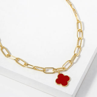 Gold Dipped Quatrefoil Pendant Necklace