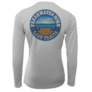 Lake Travis Freshwater Born Texas Flag Women's Long Sleeve UPF 50+ Dry-Fit Shirt