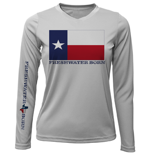 DFW, TX Flag Freshwater Born Women's Long Sleeve UPF 50+ Dry-Fit Shirt