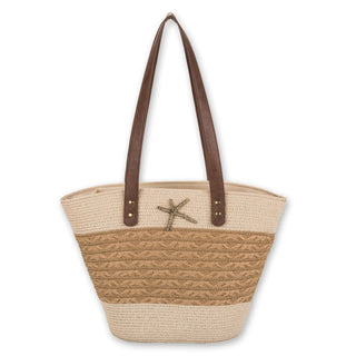 Beige, Paper Straw Shoulder Tote Headwear & Handbag Collections by Sun 'N' Sand