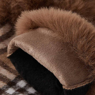 Classic Contrast Plaid Faux Fur Gloves MKS America