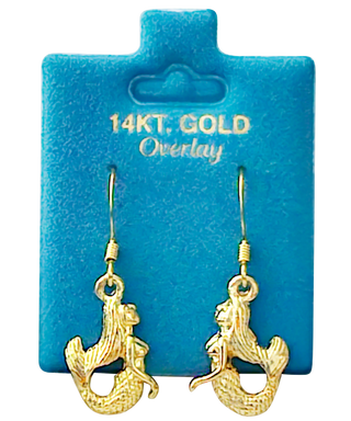 Made in USA Mermaid Dangle Earrings Gold or Silver