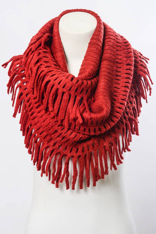 Tassel Fringe Knit Infinity Scarf - Bestselling Design Leto Accessories