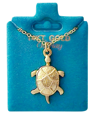 Made In USA Large Turtle Necklace Gold or Silver