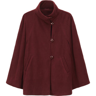 BURGUNDY Womens Cape Poncho Coat