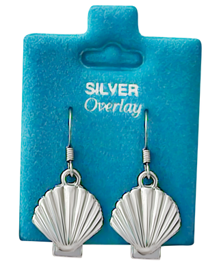 Made In USA Scallop Shell Dangle Earrings Gold or Silver