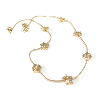 Turtle Shell Starfish Sea Theme Charm Statement Necklace